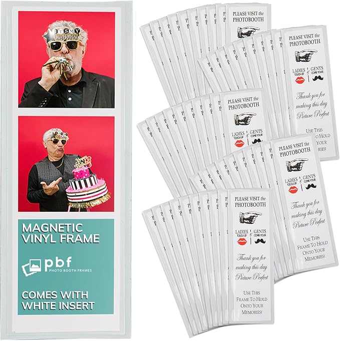 pbf PHOTO BOOTH FRAMES 2x6 Magnetic Picture Frames for Refrigerator | 2 x 6 Clear Magnetic Vinyl Frames for Photo Strips for Fridge (100-Pack) by pbfPHOTOBOOTHFRAMES