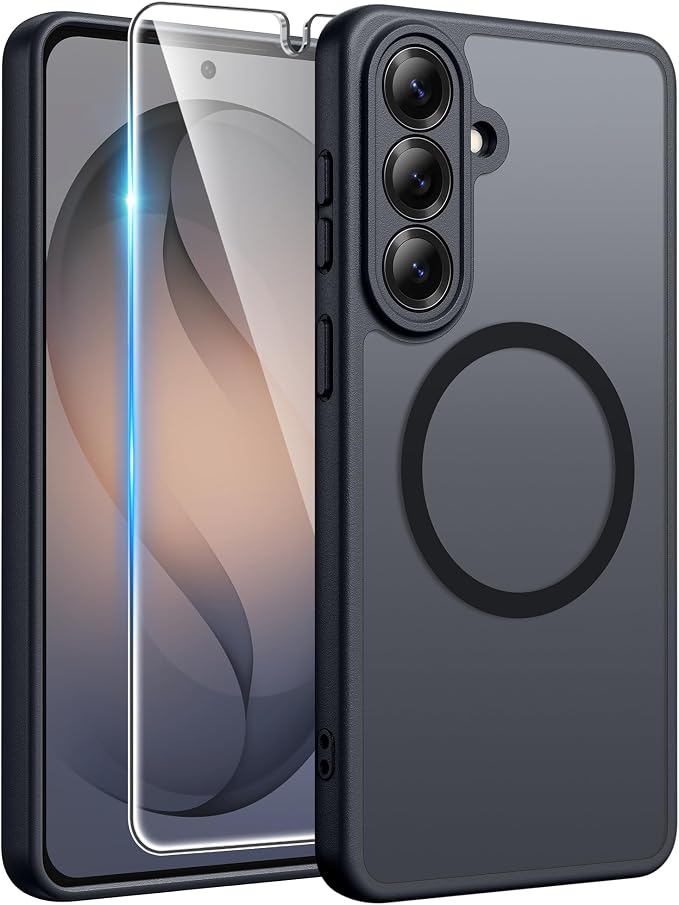 FNTCASE for Samsung Galaxy S26 Case, Fit for Magsafe, with Screen Protector | Full Camera Protection, Translucent Matte, 14FT Military Grade Drop Proof, Shockproof Protective Phone Cover, Black by FNTCASE