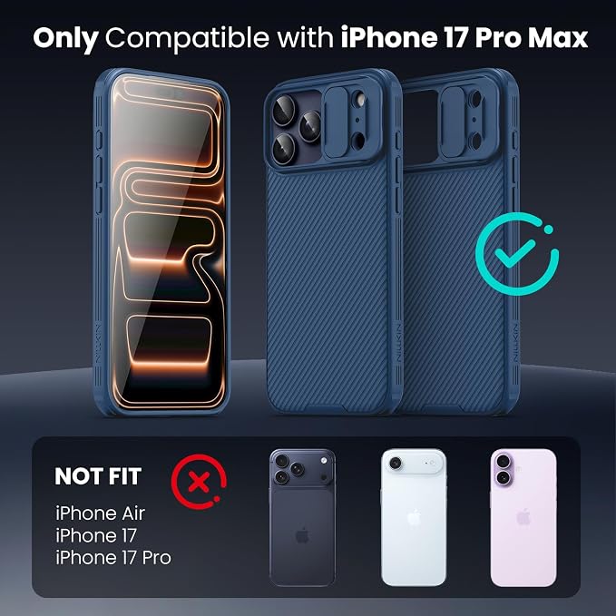 Nillkin for iPhone 17 Pro Max Case with Slide Camera Cover & Thin Slim Fit | Shockproof Protective | Protector Privacy | Phone Case Camera Lens Protector, Blue - Image 9
