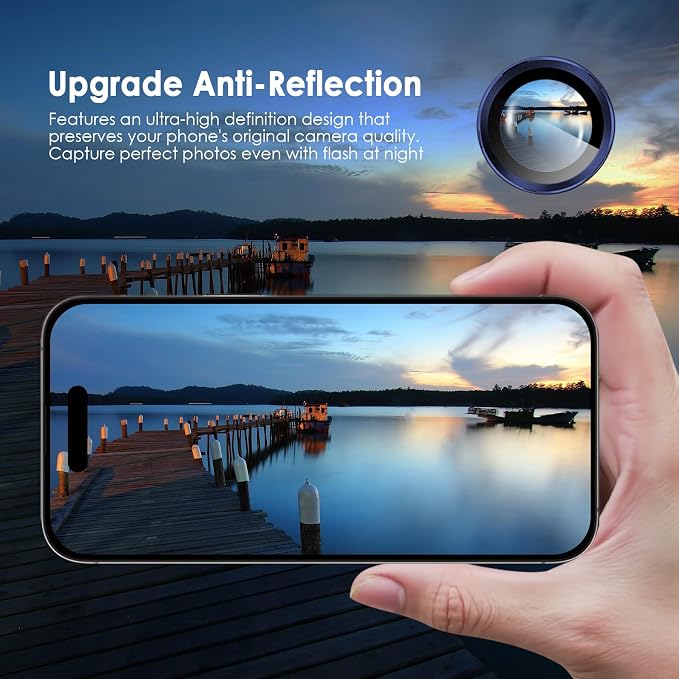 Camera Lens Protector for iPhone 17 Pro & 17 Pro Max, Blue | AR+AF, 9H Tempered Glass, Individual Metal Ring, Anti Glare, Fall Protection, Camera Screen Cover - Image 5