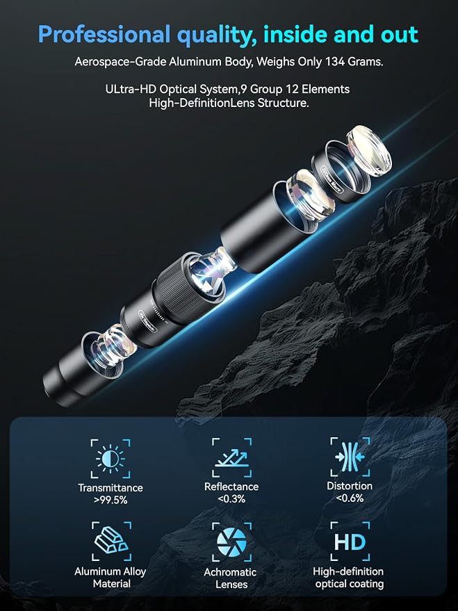 MIAO LAB 10X Telephoto Lens & 200mm Macro Lens, 2-in-1 Aluminum Phone Camera Lens Kit with Universal Clip. Phone Lens Attachment Fit for iPhone 16/15/14/13, Samsung, Android Phone and Most Smartphone - Image 2