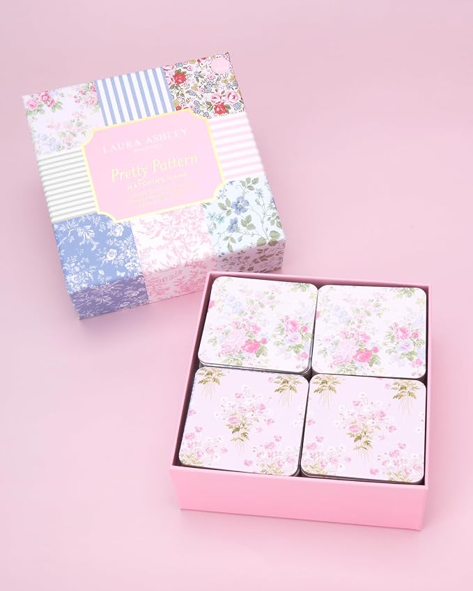 Laura Ashley Pretty Pattern Matching Game – 52 Floral Memory Cards in Decorative Gift Box – Classic Matching Game – Cognitive Brain Training & Family Fun | Pretty & Vintage Floral Designs, Decorative Storage Box with Ribbon Pull, Standard Card Size, Sm... - Image 4