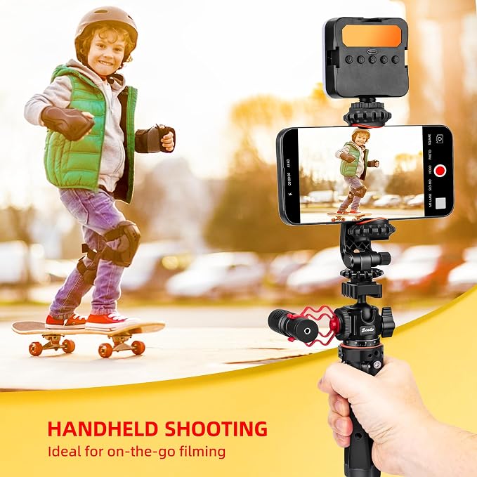 Zeadio Heavy Metal Tripod Kit: 1/4" Screw Adapter Tripod Mount for Travel | Recording | Vlog & Camera | iPhone Vlogging Kit & Camera Stand with 360° Ball Head - Image 3