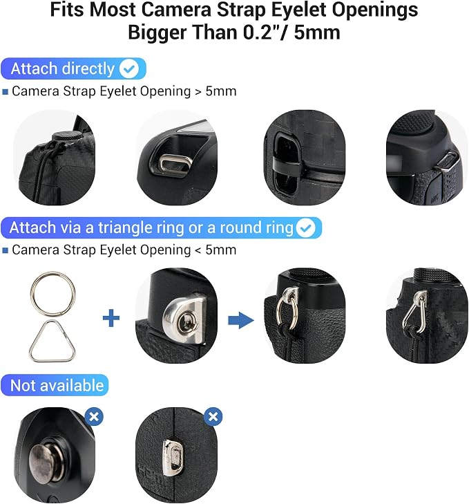 JJC 2Pack Universal Camera Strap Quick Release Buckle, Durable & Scratch-proof Neck Strap Quick Release Loop Connector for Canon Nikon Sony Fujifilm Olympus DSLR Mirrorless Camera - Image 5