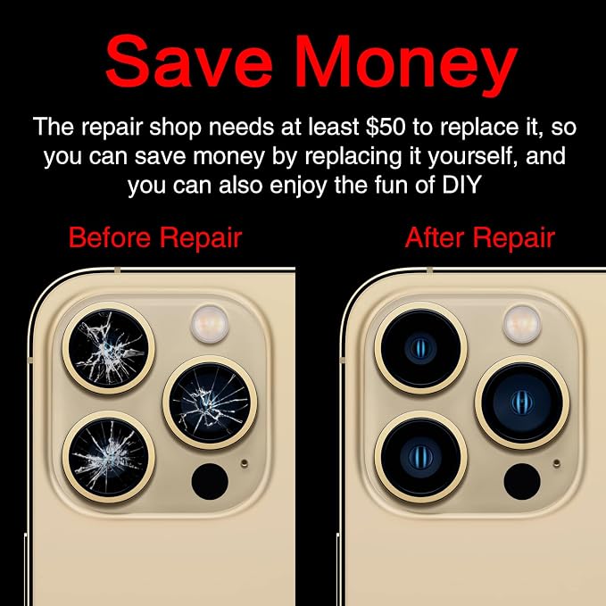 2PCS ASDAWN Back Rear Camera Lens Glass Replacement for iPhone 13 Pro Max and 13 Pro Camera Glass Lens Replacement with Pre-Installed Adhesive + Repair Tool Kit + Installation Manual - Image 5