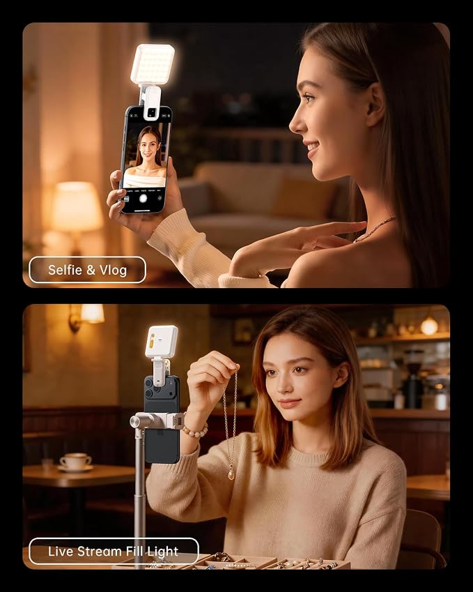 Portable Selfie Light for iPhone: Rechargeable Phone Fill Lights, Ring Light for Camera Picture, Makeup Photo, Video Conferences, Laptop Use, Zoom Meetings, TikTok, Vlog Photography - Image 2