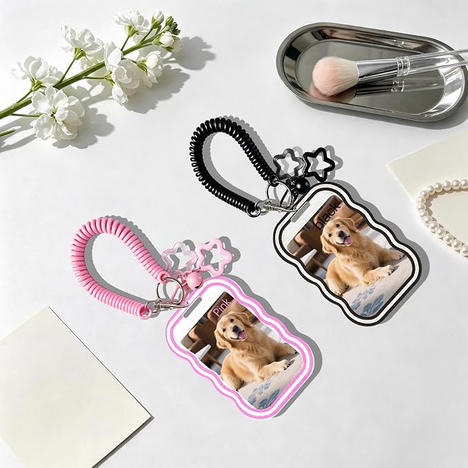 2 Pack Cute Photocard Holder Keychain,Kpop Photo Card Holder | Creative Photo Protector Keychain Accessories for Bus Card, Daily Display & Travel Decorations Gifts - Image 5