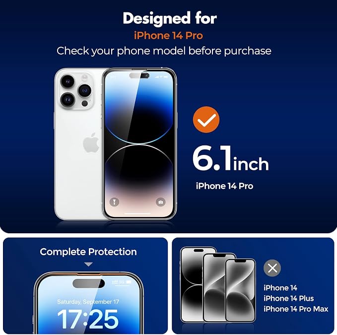 UNBREAKcable Privacy Screen Protector for iPhone 14 Pro, 2-Pack | True 28° Anti-Spy, Shatterproof Tempered Glass, 9H Hardness, Easy Install, Bubble-Free, Anti-Scratch, Case Friendly - Image 8