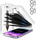 EZ-GLAZ-4+2 Pack for iPhone 14 Pro Max Privacy Screen Protector (6.7") | 2-Pack Lens Protectors, Alignment Kit, Easy Installation, 9H+ Tempered Glass, Scratch Resistant, 28° Privacy Protection by EZ-GLAZ