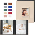 Popotop 4x6 Photo Album Holds 100 Pictures, Vegan Leather Hardcover | 100 Photos Capacity, Acid-Free Clear Slip-In Pockets, Compact Format, Front Photo Window, Gifts for Family Wedding Baby by Popotop