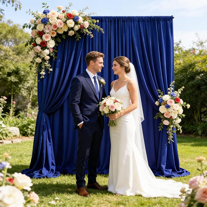 10ft x 10ft Royal Blue Backdrop Curtains for Parties, Polyester Fabric Backdrop Drapes with Rod Pockets for Weddings, Birthday, Photography, Mother's Day, Graduation Party Background Curtain, 2 Panels - Image 6