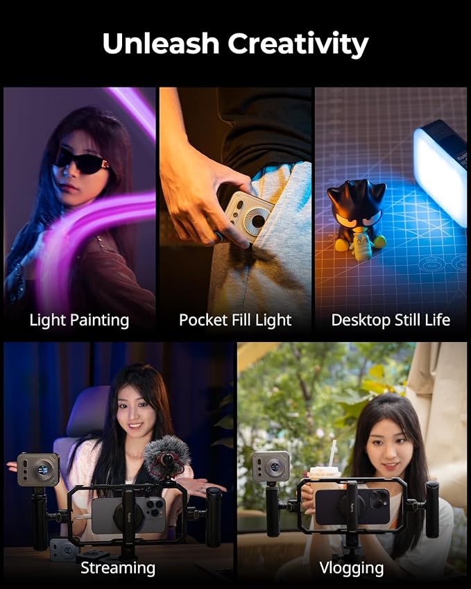 SmallRig RM120 RGB LED Video Light Panel, 7W Portable Metal Camera Light | 2500-8500K CRI TLCI 98+, 5000mAh / 3H Runtime / OLED Screen / 12 Effects for TikTok, Content Creator, Photographer - Image 6