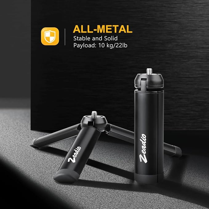 Zeadio Metal Mini Tripod, Desktop Tabletop Stand Compact Tripod for Smooth 4, Osmo Mobile, Vimble 2, Gimbal Handle Grip Stabilizer and All Cameras - Image 2