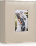 RECUTMS Photo Album 4x6 200 Pockets Leather Cover Wedding Photo Book Beige | Black Page, Horizontal Pockets, Small Albums for Family Anniversary Travel, DIY Cover Window, Baby Photobook, Slip-in Picture by RECUTMS
