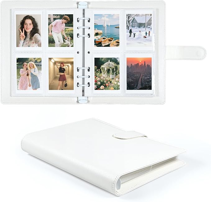 4 Pocket Trading Card Album Holds 200 Cards, 25 Removable Double-Sided Sleeves, Card Binder Compatible with Baseball, Sports, TCG & Game Cards, Collection Storage (White) by WITHYU