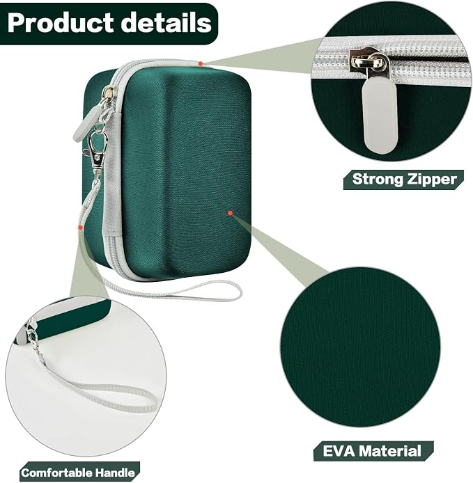 Film Camera Case for Kodak EKTAR H35 H35N Half Frame Film Camera | Camera and 35mm Film Rolls Storage, Mesh Pocket for Small Accessories, Travel and Home Organization; Dark Green, Case Only - Image 4