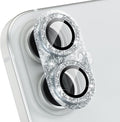 Choiche for iPhone 16 /iPhone 16 Plus Camera Lens Protector, Glitter-Silver | Bling Metal Camera Cover with 9H Tempered Glass Lens Screen Protector Accessories, Strong Adsorption, Case-Friendly by Choiche