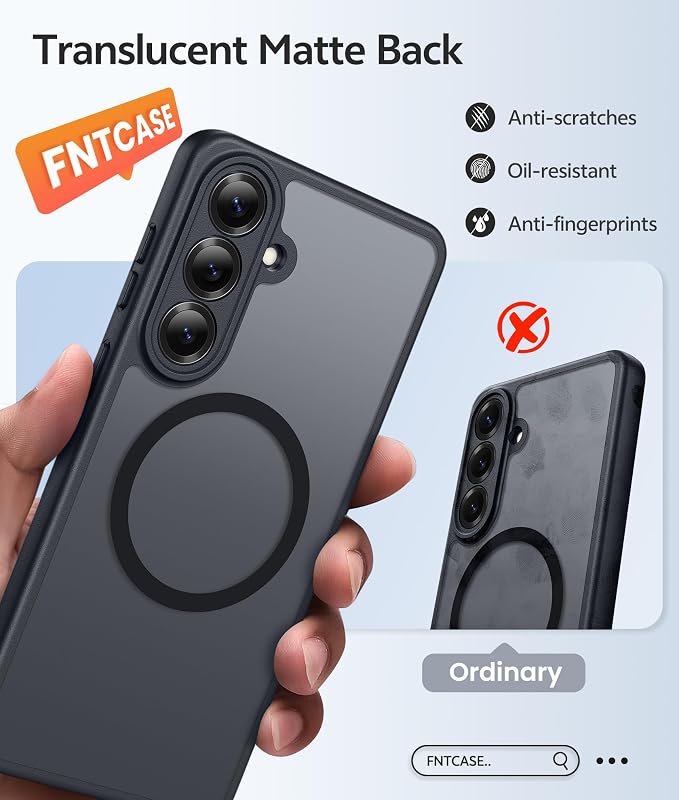FNTCASE for Samsung Galaxy S26 Case, Fit for Magsafe, with Screen Protector | Full Camera Protection, Translucent Matte, 14FT Military Grade Drop Proof, Shockproof Protective Phone Cover, Black - Image 6