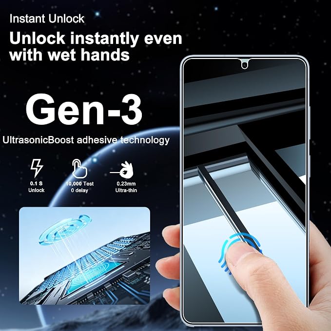 2+2 Pack Privacy Screen Protector for Samsung Galaxy S26 Ultra | S26 Ultra Privacy Screen Protector, 9H Tempered Glass, Ultrasonic Fingerprint, 2 Camera Lens Protectors, Easy Install - Image 3
