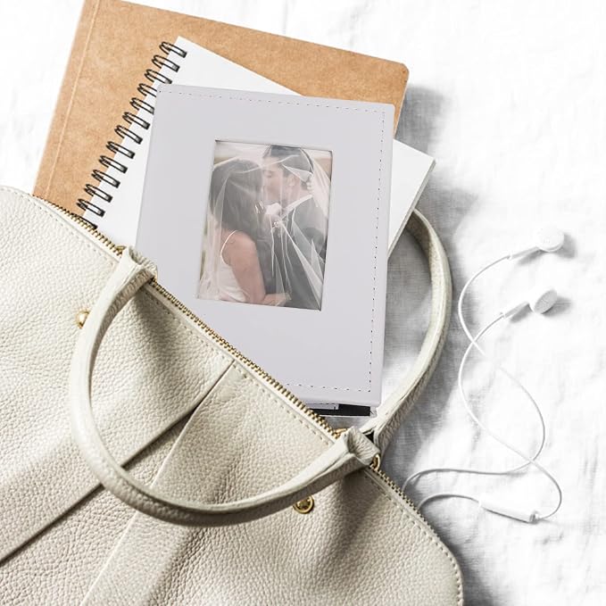 RECUTMS 100 Pocket Album 4x6 Small Photo Albums Leather Wedding Book White | White Inner Page, 100 Vertical Pockets, Family Anniversary Baby Picture Book, Personalized Front Window, Graduation Gifts - Image 6