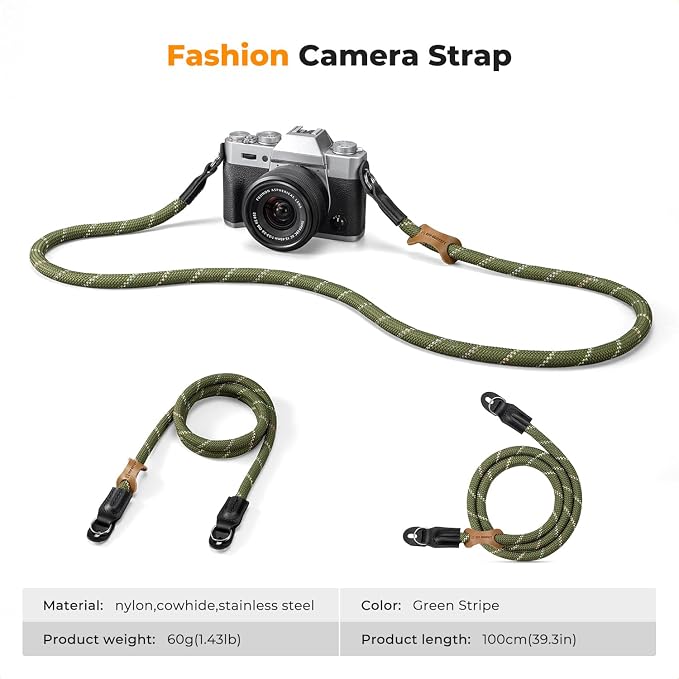 K&F CONCEPT Camera Neck Strap,100cm Camera Shoulder Strap | Nylon Rope, with O-ring for DSLR Camera, for Street Photography, BJ01 - Image 7
