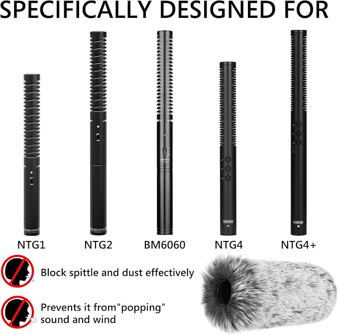Geekria for Creators Furry Windscreen for 0.8'' (20mm) Diameter Shotgun Microphone, Mic DeadCat Wind Cover Muff, Fluff Cover Windshield Compatible with BOYA, Rode (14cm / 2 Pack) - Image 2
