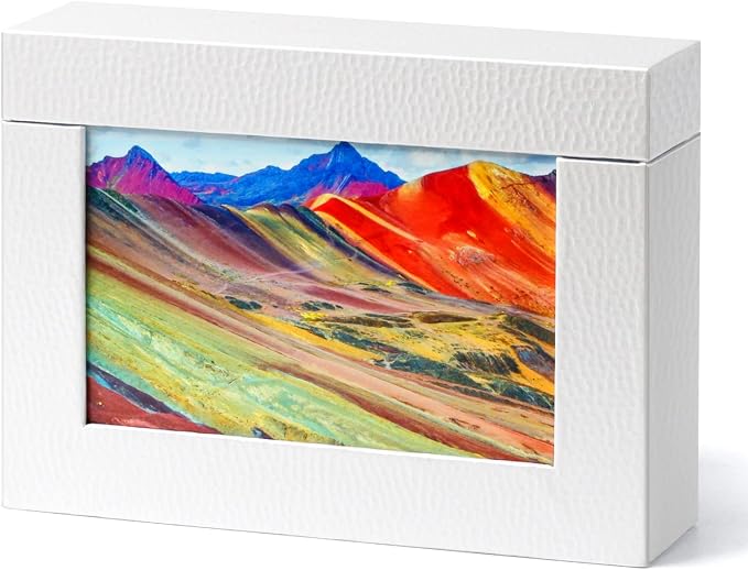 Storage Box 5x7, Cardboard Boxes for Small Family & Couple Photos, Gift Boxes, Silver White by Aiuonenian