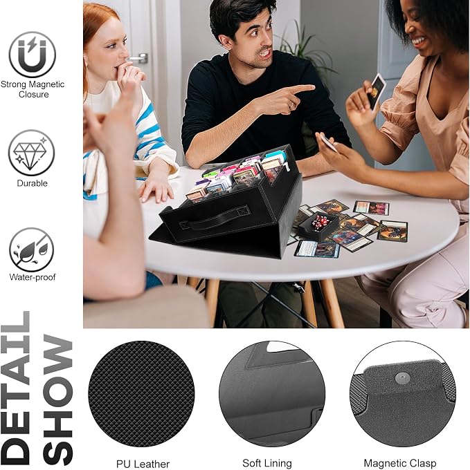 4-Row Trading Card Storage Box, Holds 3200+ Cards [US Patent], Black & Grey | Large Capacity, Portable Handle & Display Windows, Compatible with MTG, Commander, Sports Cards and Other Standard TCG Cards - Image 7