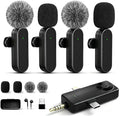 4 Packs Wireless Lavalier Mic for iPhone Android Camera | Professional Wireless Mini Microphone for 4-Person Video Recording, Podcasts, Vlogs, YouTube, TikTok and Computers by Giconino