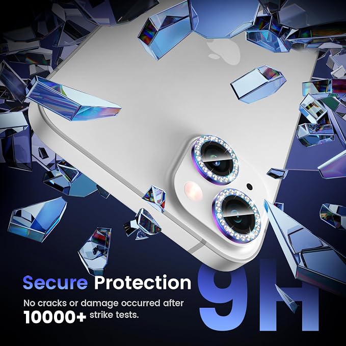 Tensea for iPhone 14/14 Plus Camera Lens Protector Bling, Camera Cover | 9H Tempered Glass Camera Screen Protector, Metal Individual Ring for iPhone14 6.1inch/ 14Plus 6.7inch, HD Clear, Easy Install - Image 4