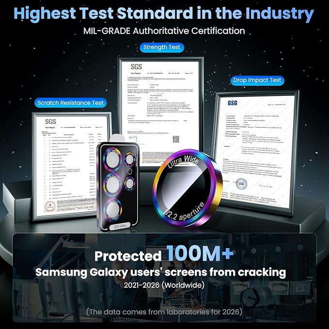 Uyiton for Samsung Galaxy S25 Ultra Camera Lens Protector, Unique Design | Case-Friendly, Ultra-Thin, Military-Grade Sapphire Glass with Aluminum Metal Rear Camera Screen Cover, Colorful - Image 6