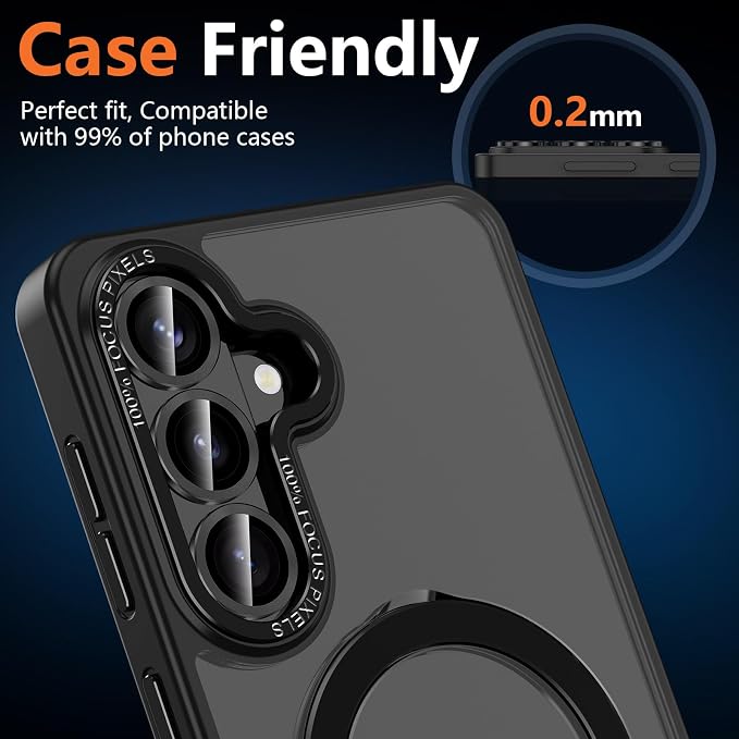 for Samsung Galaxy S26 Plus Camera Lens Protector, Individual Metal Ring Tempered Glass Lens Cover, [Strong Adsorption] Scratch Resistant Ultra-Thin HD Clear Lens Cover, 1 Set-Black - Image 6