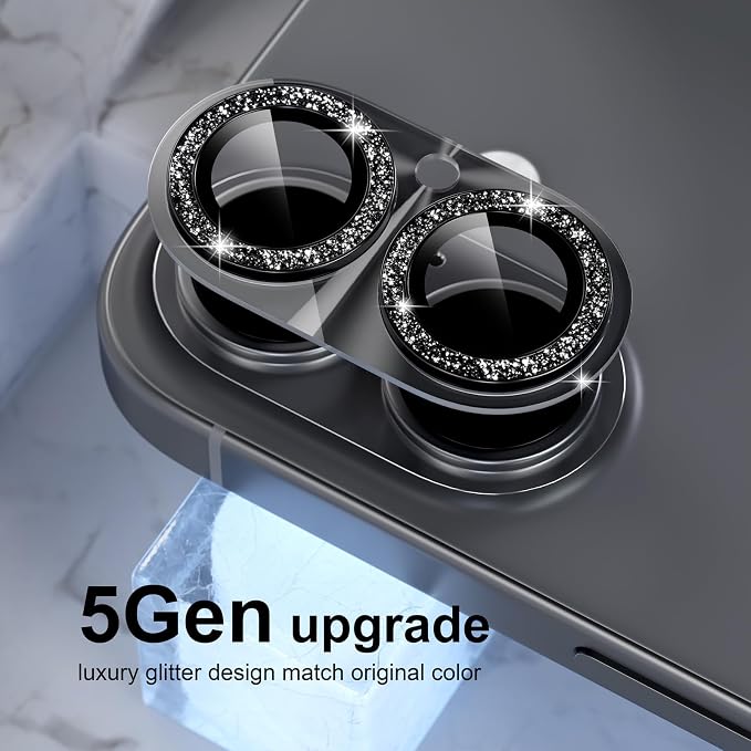 Choiche for iPhone 17 Camera Lens Protector, Light-Black | Bling Metal Camera Cover with 9H Tempered Glass Lens Screen Protector Accessories, Strong Adsorption, Case-Friendly - Image 7