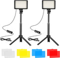 LED Video Light 2-Pack, 5600K Dimmable USB Camera Lighting Kit | Photography Lights with Mini Tripod & Colored Filters for Photo Studios, Small Angle Shooting, Video Recording,Game Streaming by KurtsCardCare