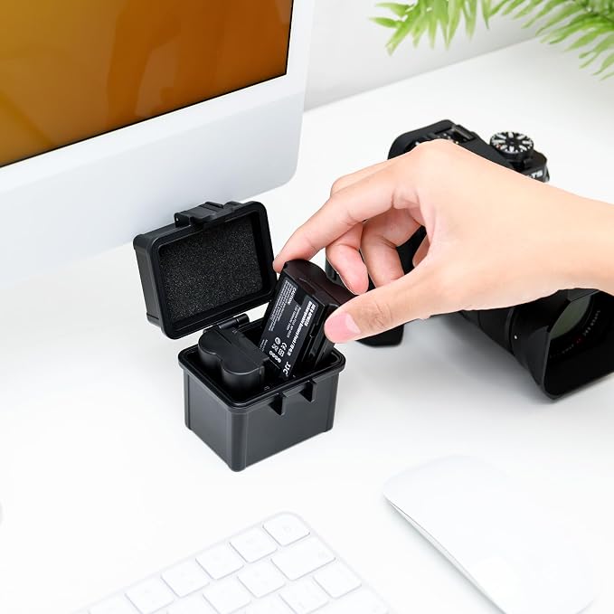 JJC Small Camera Battery SD Card Case Holder for Canon Nikon Sony Fuji DSLR | Battery Organizer Holds up to 2 LP-E17 LP-E12 EN-EL25 EN-EL14 NP-FZ100 FW50 NP-W235 NP-W126 Batteries, Water-Resistant - Image 8