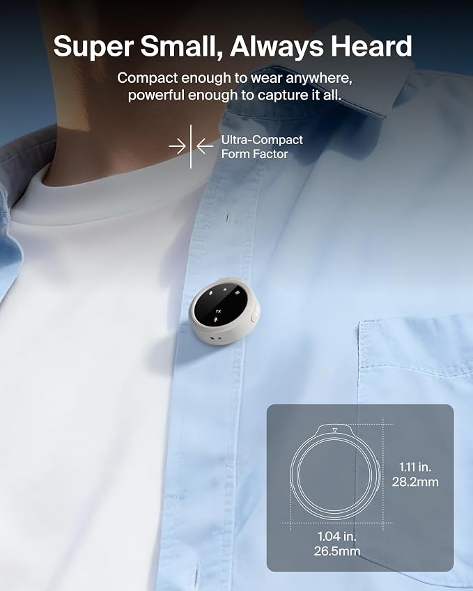 Belkin Stage Wireless Mini Microphone, Dual Lavalier Mic Set, Magnetic | 24-bit/48kHz audio, noise reduction, magnetic clip-on, 36-hour battery, for iPhone, Android, YouTube, vlogging - Image 3