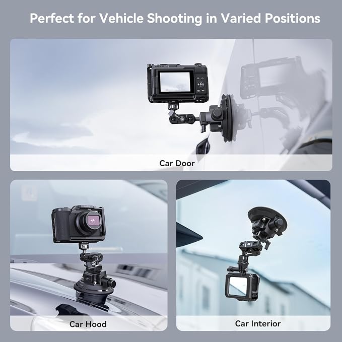 SMALLRIG 4" Camera Suction Mount with Ball Head Magic Arm, Car Mount for Lightweight Camera/Action Camera/Phone, Air Pump Vacuum Suction Cup, Max Load 3kg/6.6 Pound - 4236 - Image 7