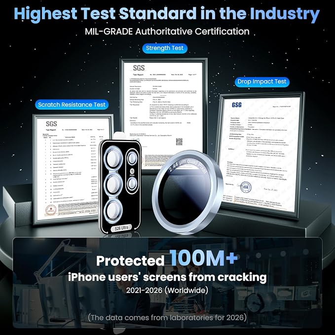 Uyiton for Samsung Galaxy S26 Ultra Camera Lens Protector, Unique Design | Case-Friendly, Ultra-Thin, Military-Grade Sapphire Glass with Aluminum Metal Rear Camera Screen Cover, Sky Blue - Image 6