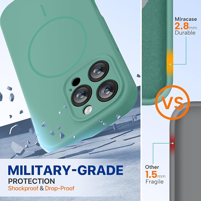 miracase Magnetic for iPhone 16 Pro Case, [Soft Anti-Scratch Microfiber Lining], Compatible with MagSafe, Liquid Silicone Case Shockproof Drop Protection Phone Case for 16 Pro,Midnight Green | Compatible with MagSafe, Soft Microfiber Lining, Liquid Sil... - Image 2