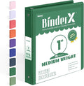 BinderX Extra Durable 3 Ring Binder, Round Rings 1 Inch Binder | Fits 175 Sheets of 8.5x11 Paper, Customizable View Cover with Inside Pockets, Cute 1" Binders, 1 Inch 1 Pack, Dark Green by Sooez