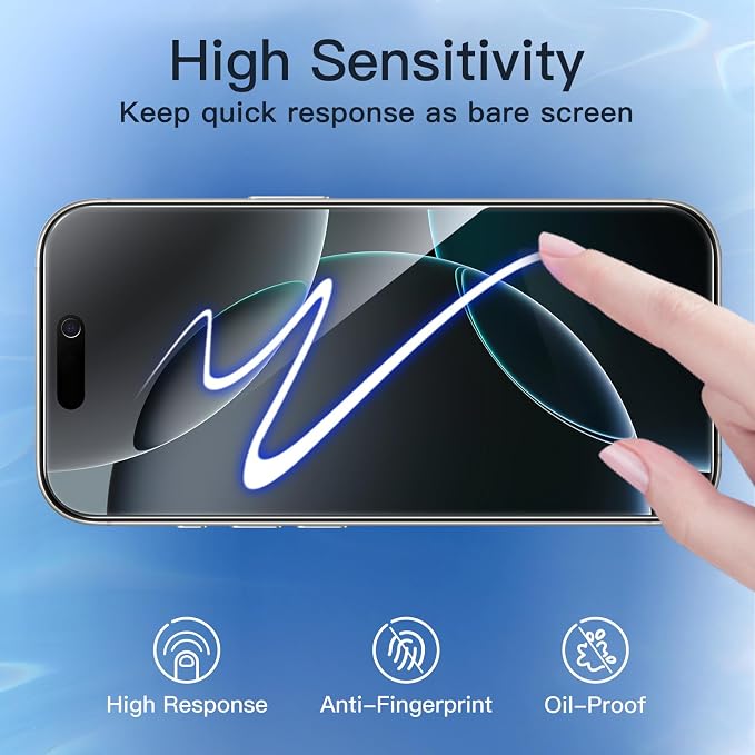 JETech Privacy Screen Protector for iPhone 16 Pro, 2+2 Pack | Anti-Spy Tempered Glass, with Camera Lens Protector, Easy Installation Tool - Image 7