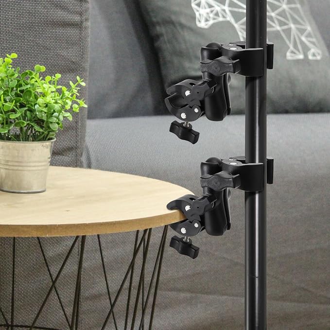 Foraineam Double Mount Camera Clamp Bracket, Umbrella Mount Motorcycle Bike Handlebar Clamps, Super Clamp Monitor Magic Arm, Crab Plier Clip for Desktop, Wagon, Selfie Stick, Photo Studio Light Stand - Image 5