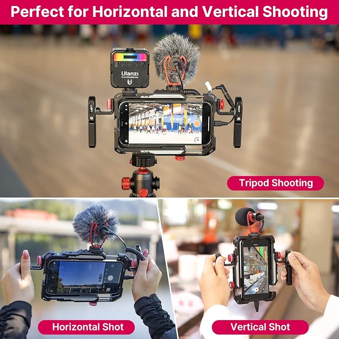 ULANZI Smartphone Video Rig with Handle LINO Filmmaking Case Aluminum Alloy | Phone Video Stabilizer Grip Tripod Mount for Video Maker Videographer with Cold Shoe for iPhone 16 15 Mini Pro Max 8 Plus - Image 5