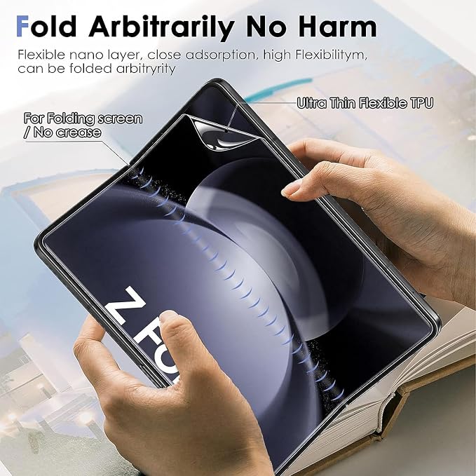 Fotbor [3+3+3Pack] for Samsung Galaxy Z Fold 5 screen Protector, Inner Screen Flexible Film + Back Screen Protector Tempered Glass + [1 Set] Camera Lens Protector, Z Fold 5 Accessories(Clear, Z Fold 5) - Image 2