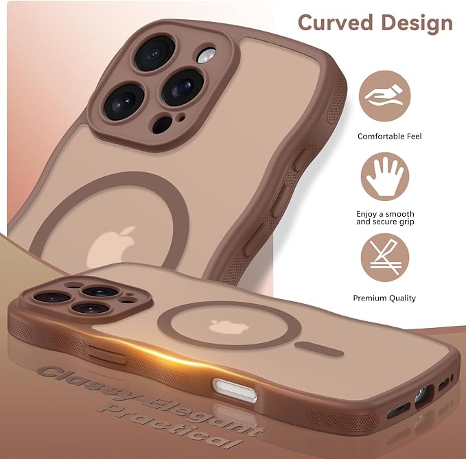 BENTOBEN Magnetic for iPhone 16 Pro Max Case, Cute Wavy [Full Camera Protection][Compatible with MagSafe] Matte Anti-Slip Bumper Women Girls Girly Protective Cover for 16 Pro Max 6.9", Desert Titanium - Image 2