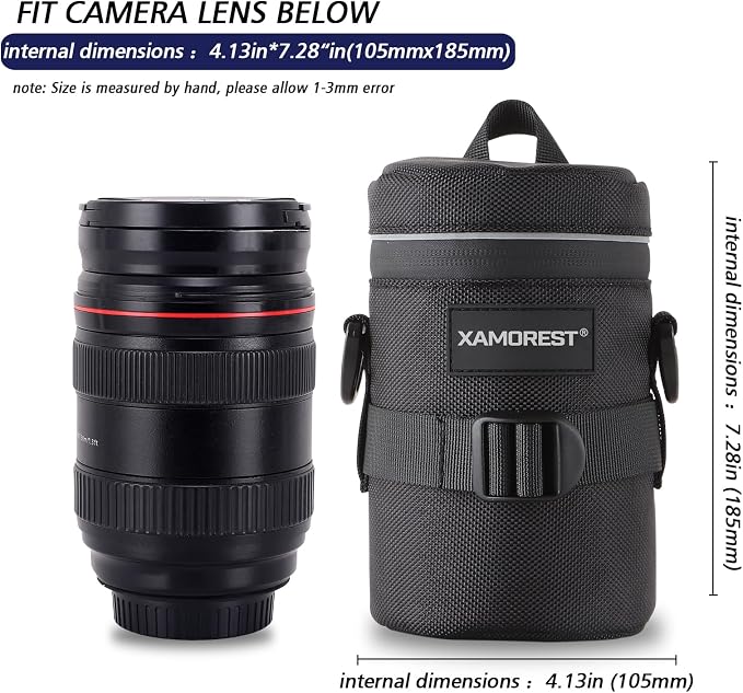 Camera Lens Case Lens Bag Compatible (4.13" x 7.28"(Nylon, Black)) - Image 2