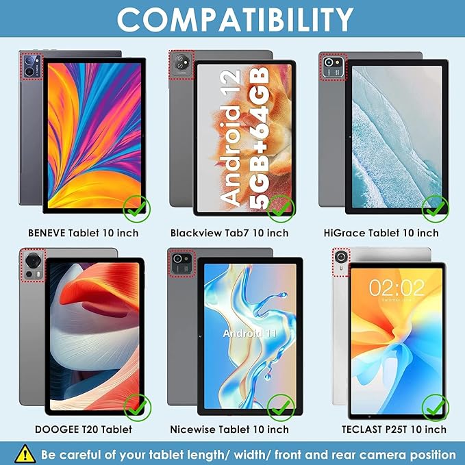 DETUOSI Universal 10.1 inch Tablet Case,Scratch Resistant | For ECOPAD ‎TH-KK12C,URAO X109,Aiprotablet C20e,Folio Leather Protective Cover,2-Angle Viewing Stand,3 Card Slots,Black - Image 9