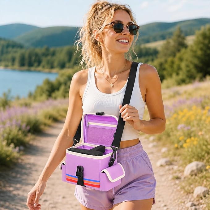 Camera Case Compatible with Polaroid Now, Now+ & OneStep+, Crossbody Bag | Custom-Fit Camera Case for Polaroid Now 2nd/3rd Gen, With A Shoulder Strap And Organized Accessory Storage - Purple - Image 7