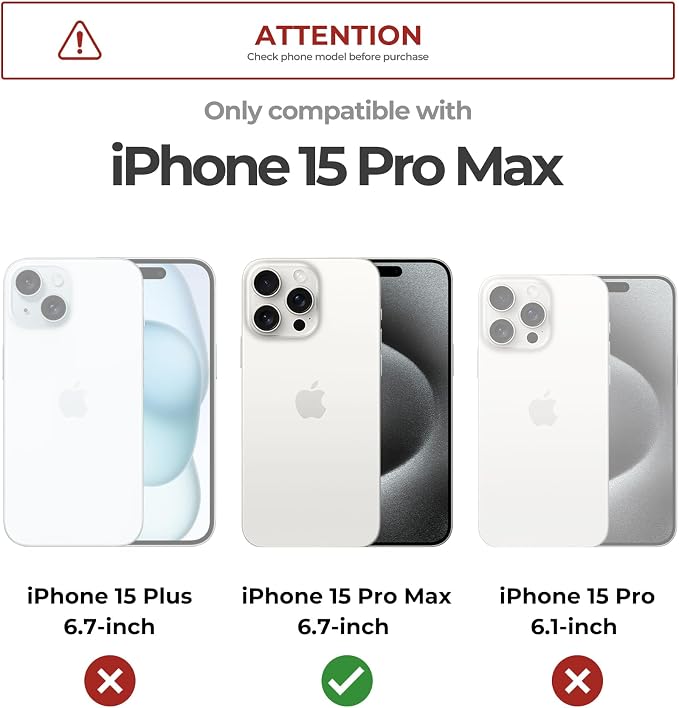 Dexnor for iPhone 15 Pro Max Case with Slide Camera Cover & Adjustable Kickstand, Compatible with MagSafe, Rugged Shockproof Bumper Cases Heavy-Duty Magnetic Protective Cover,6.7 inch,Black - Image 2
