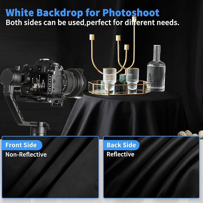 HEMMOTOP Black Backdrop, 10x12ft, Seamless Photography Background Screen | Polyester Fabric Cloth, Non Reflective, Seamless, Ideal for Photoshoot, Video Recording, Studio, Birthday, Wedding Party - Image 4
